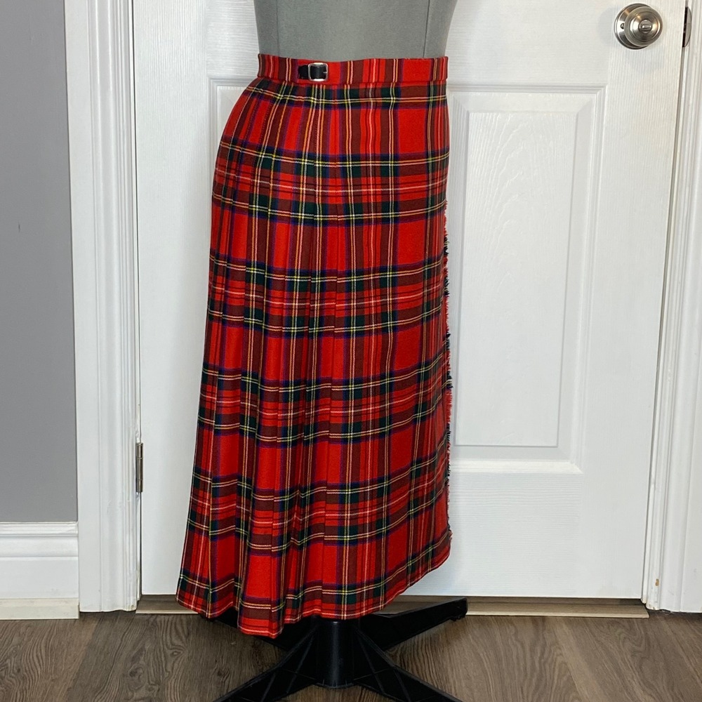 Hunt Club Red Royal Stewart‎ Tartan Wool Kilt Midi Skirt 12 - Picture 16 of 16